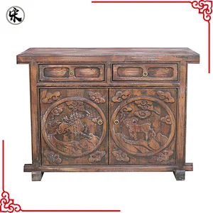 Grotesque Style Vintage Wooden Carved Console Table