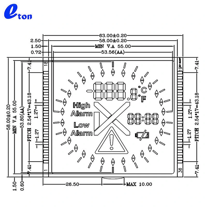 graphic glass lcd display monitor for hematomanometer
