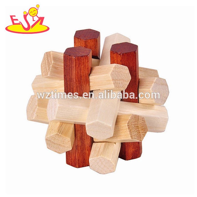 Wholesale best sale customized Luban lock wooden puzzle lock toy to anti stress W11C032