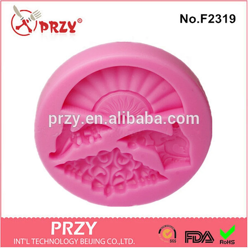 2015 f2319 high quality gum paste silicone rose fondant mold