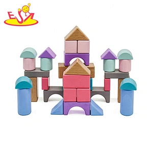 2019 Top sale 55 pieces wooden children building blocks for wholesale W13A176