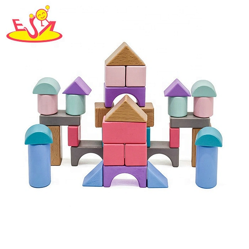 2019 Top sale 55 pieces wooden children building blocks for wholesale W13A176
