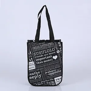Black hand non-woven bag with handle for shopping wholesale