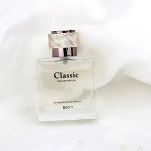 60ml clear glass square perfume bottles with pump and plastic cap