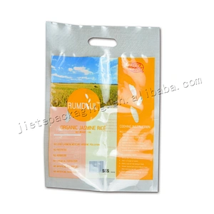 High quality 150 micron PE 1kg bag of rice jasmine rice vacuum bag with plastic handle