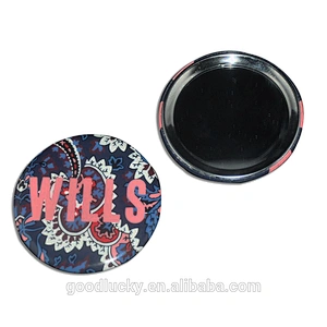 printed fashion round metal tin cosmetic mirror pocket gifts
