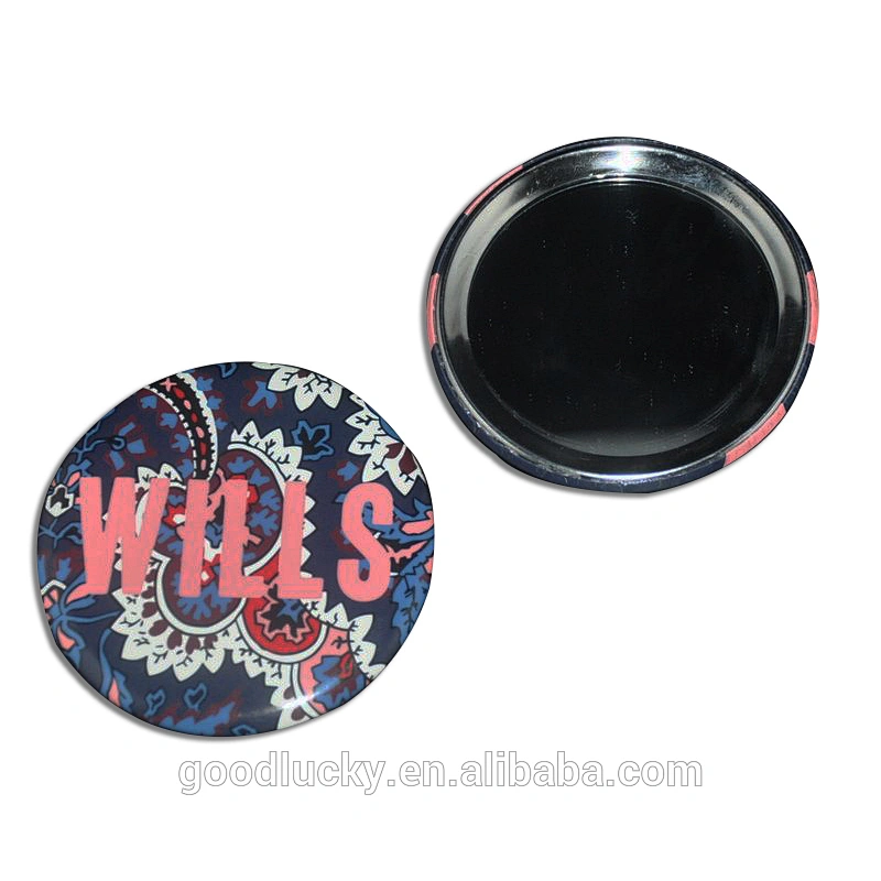 printed fashion round metal tin cosmetic mirror pocket gifts