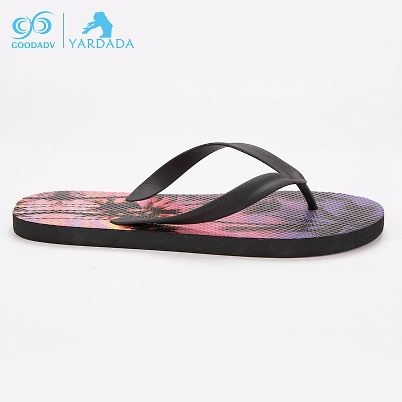 Personalized special material landscape upper women beach slipper flip flops