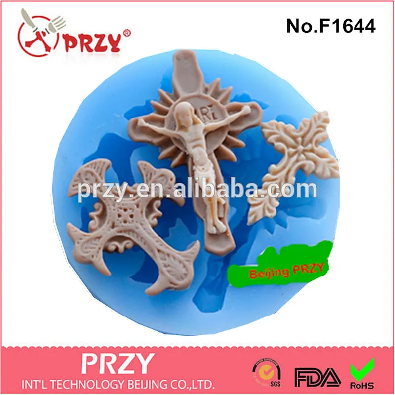 2015 hotsale cross decorative silicone molds for fondant