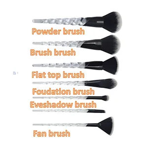 Cosmetics tools professional makeup brush set 7 pcs transparent handle synthetic hair makeup brushes