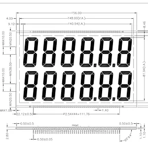 12 Digit 7 segment Standard Tn LCD Display Available with Low Battery