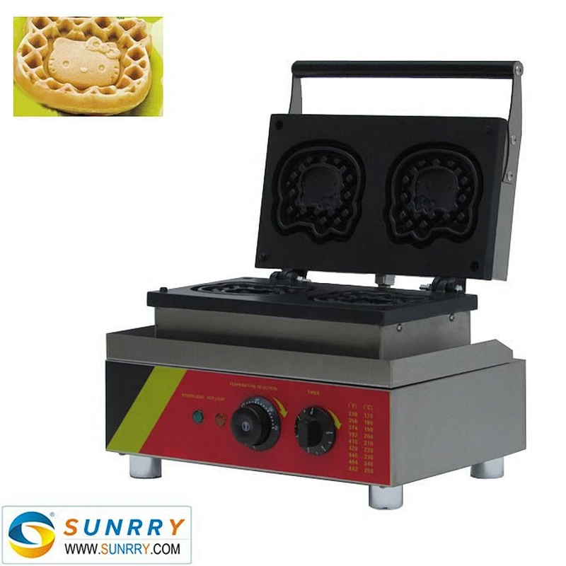 Electric stainless steel 2 pcs of mini round egg waffle maker machine