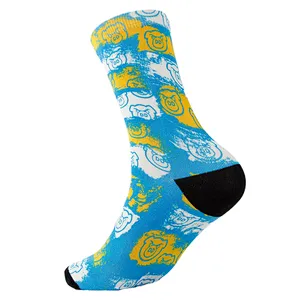 Custom Logo 3D Digital Printed Cotton Fashion Dress Socks Cheap Men Wholesale
