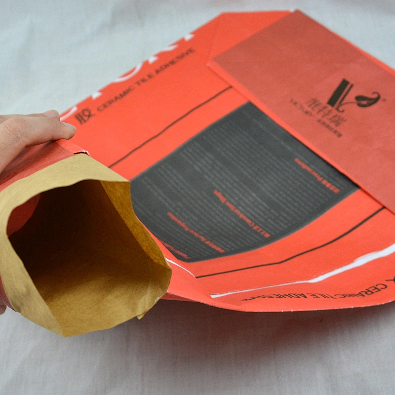 Kraft paper valve bags with block bottom for packing cement, tile adhesive, mortar