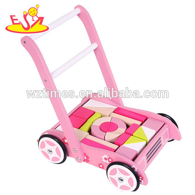 Wholesale high quality multi function baby wooden blocks walker used in toddlers playground W16E014