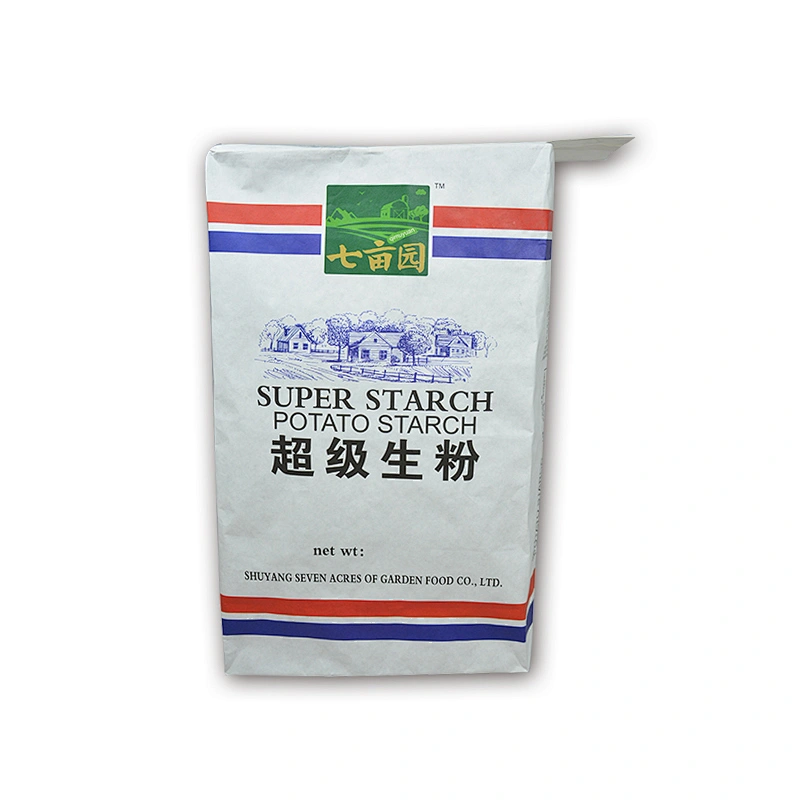 White kraft paper valve bag packing potato starch packing for wholesale