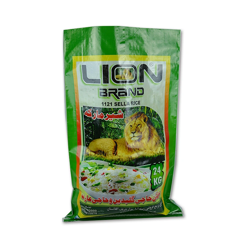 Customized green wholesale pp woven rice bag 25kg packaging