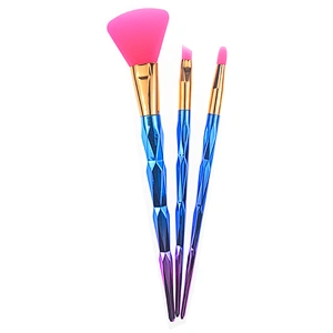 2018 Best selling 3pc rainbow diamond silicone make-up brush set