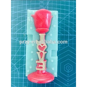 Newest handmade rose shaped silicone candelabrum mold