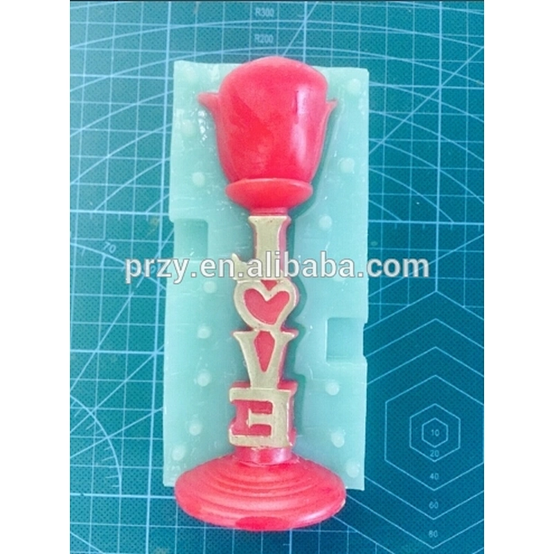 Newest handmade rose shaped silicone candelabrum mold