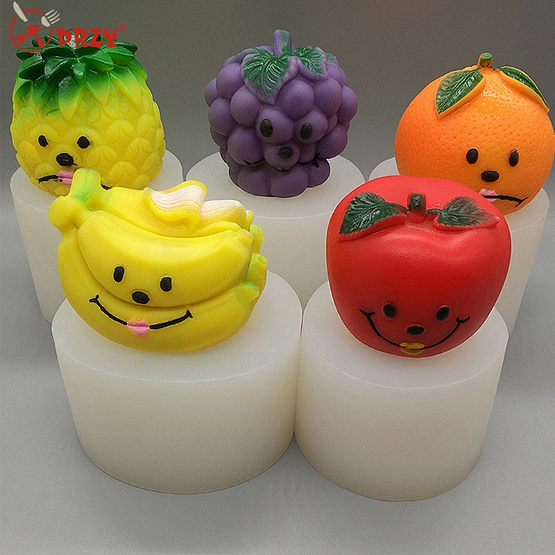 3D cartoon banana apple pineapple grape orange fruit soap mold handmade cake mold mousse silicone mould