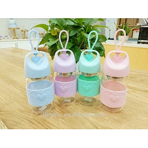 High Borosilicate Glass Mug Colorful Silica Sleeve Portable Style Water Bottle for Couple