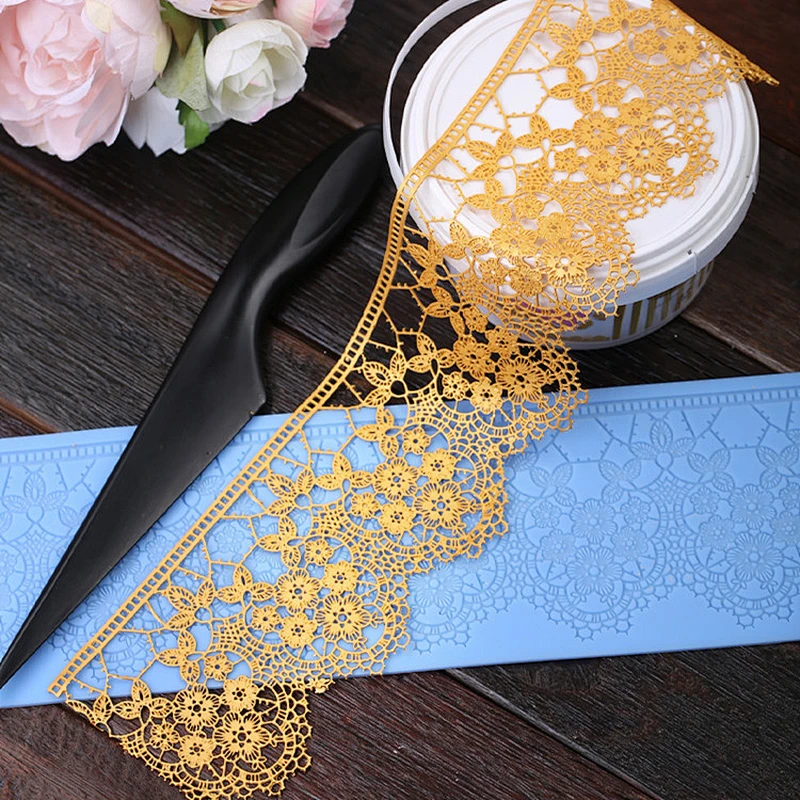 new Fondant cake lace mat mold  silica baking cake lace edge decoration molds silicone pad