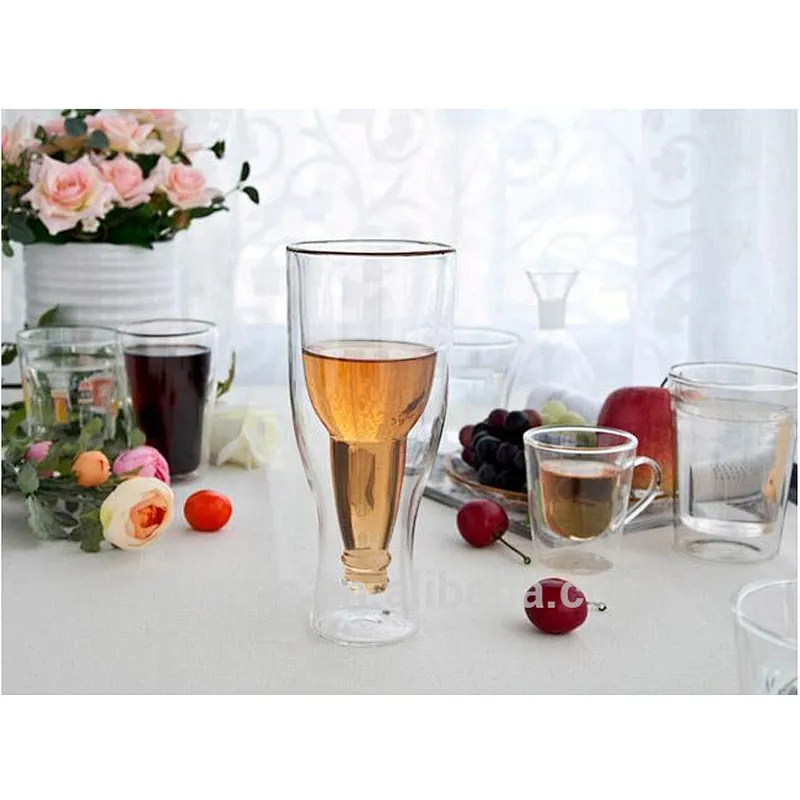 Factory Wholesale Handmade Mouth Blown 350 ML Borosilicate Wine Glass Mug Water Cup for Bar and Home