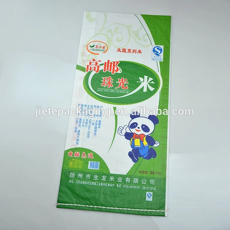 Recyclable pp woven bag with printing and lamination for packing rice, flour, corn, grain 25kg