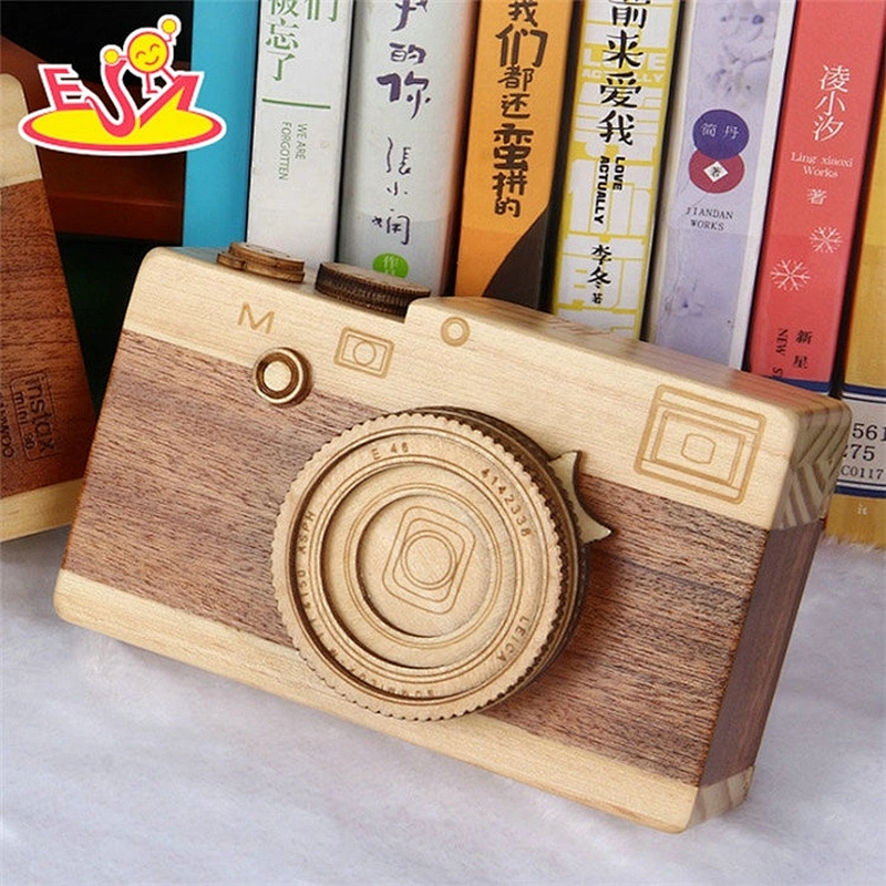 Creative camera shape wooden music box for kids W07B061