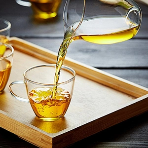 Double Wall Glass Coffee Tea Beer Glass Cup Handmade Glass Tea Cup with Handle