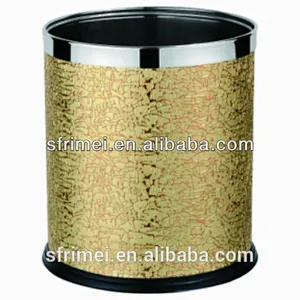 New Fancy Design Trash Can Strong Stainless Steel And Leather Material Decorative Fashional Luxurious Trash Can