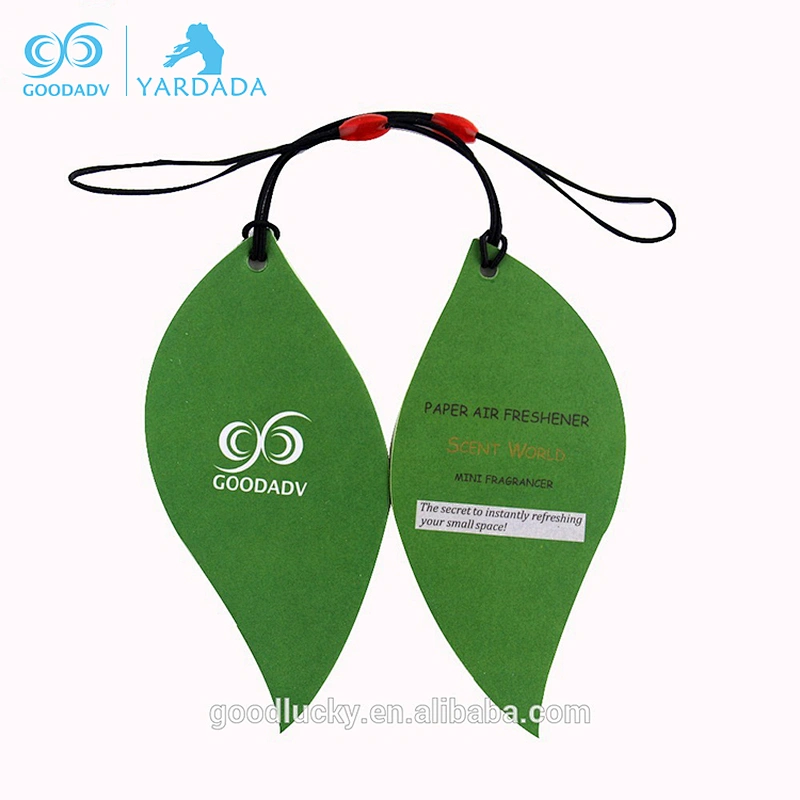 stock items leaf shaped paper hanging car air freshener with logo
