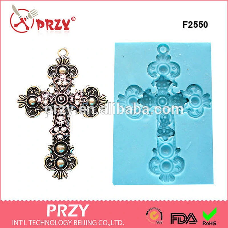 F2550 PRZY Beijing Silicone Mould VINTAGE CROSS Sugarcraft Cake Decorating Fondant / fimo mold
