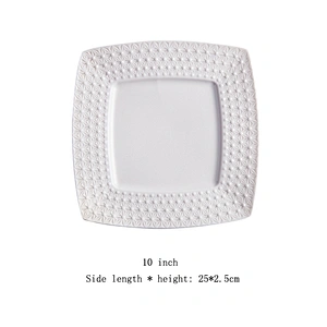 Factory wholesale price unique design square white dish handmade plate for restaurant