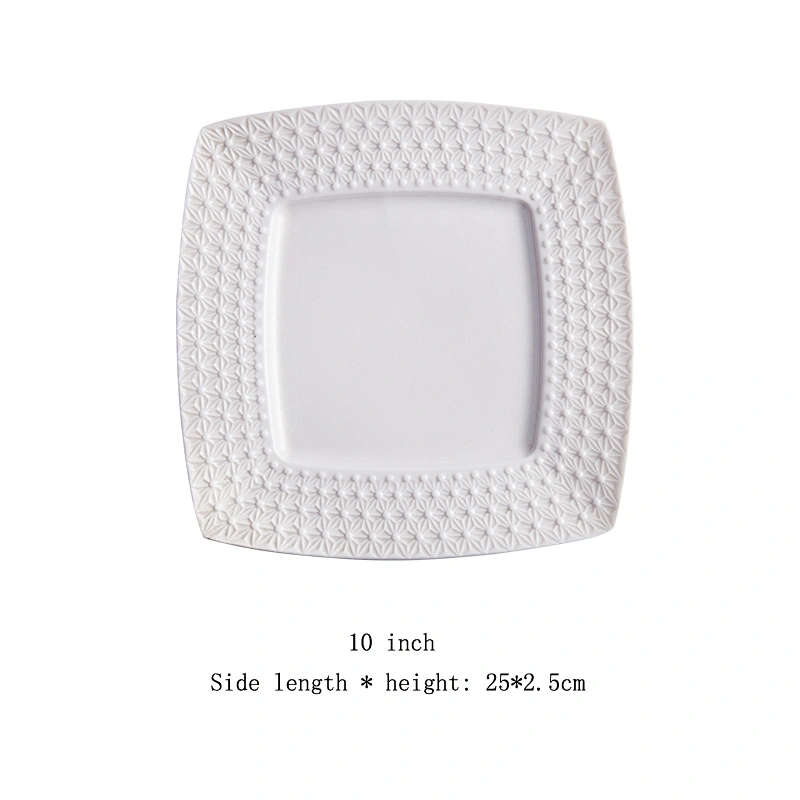 Factory wholesale price unique design square white dish handmade plate for restaurant