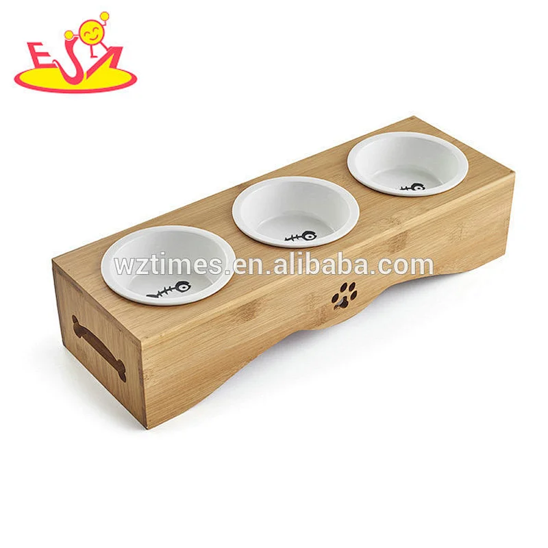 Wholesale best sale pet interactive wooden pet bowl stand W06F059