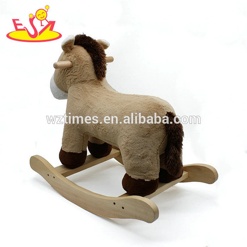 Wholesale baby wooden animal plush toy with rocker W16D113