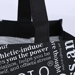 Black hand non-woven bag with handle for shopping wholesale