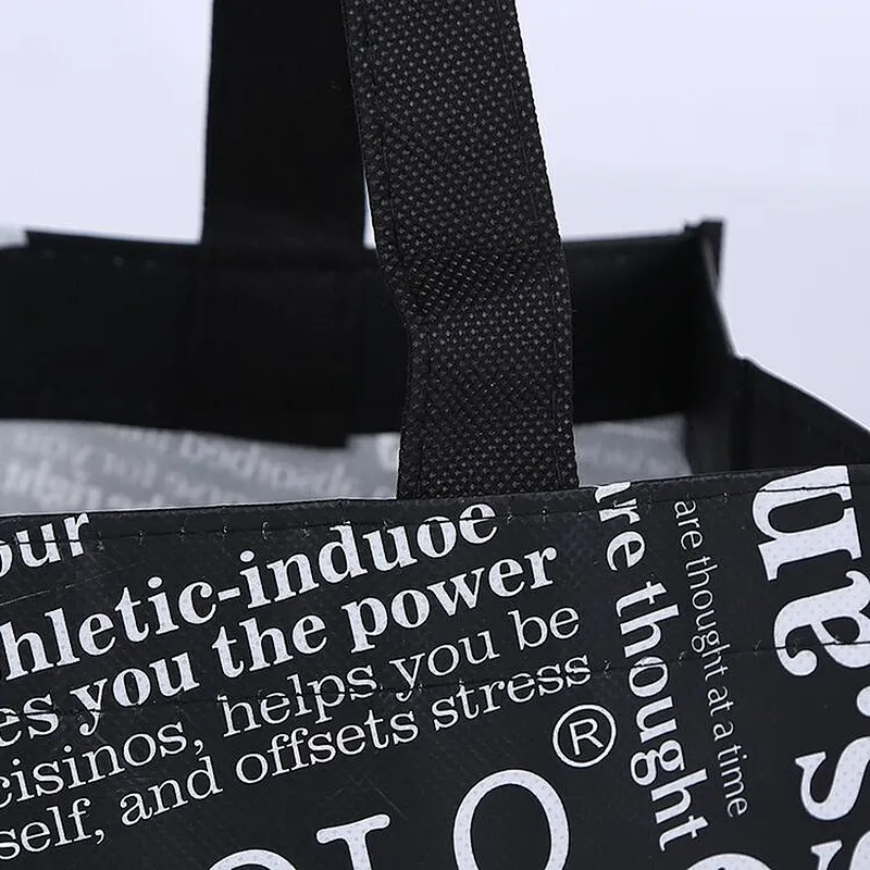 Black hand non-woven bag with handle for shopping wholesale