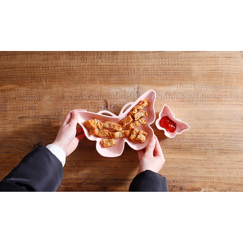 Children's lunch dish butterfly ceramic plate candy color for student