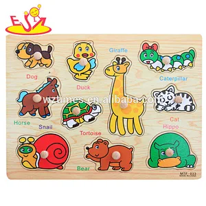 Wholesale teaching aid toy wooden alphabet knob puzzle for sale W14M106