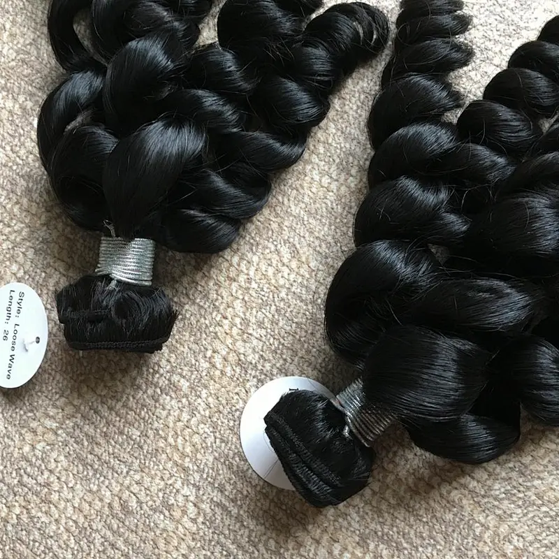 The highest quality natural black and natural brown color loose wave virgin hair Indian human hair weave