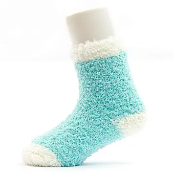 baby colorful double cuff pompoms thick cotton winter socks