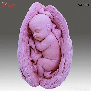 3D baby molds sleeping with Angel wings mold handmade Silicone Soap mould Candle mold Silicone from PRZY