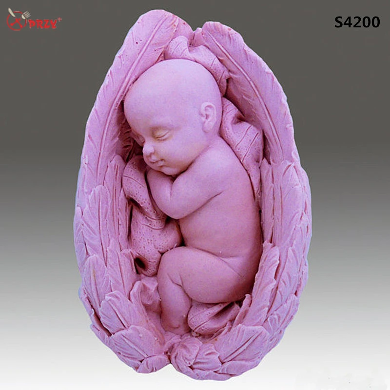3D baby molds sleeping with Angel wings mold handmade Silicone Soap mould Candle mold Silicone from PRZY