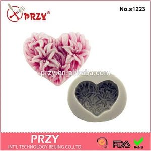 NEW lotus shower heart shape fondant molds,silicone soap mold
