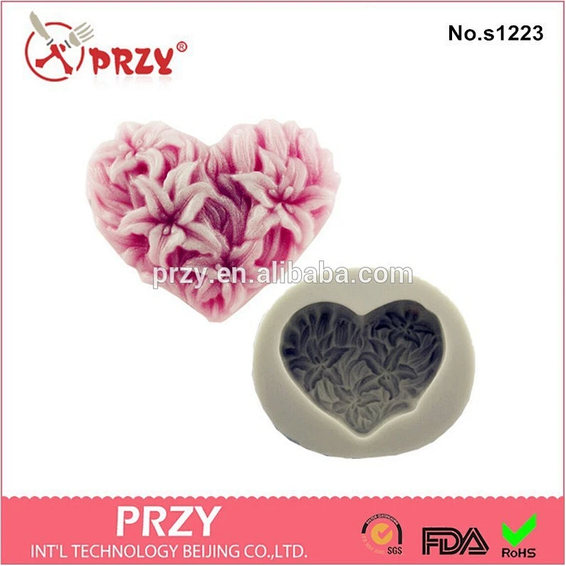 NEW lotus shower heart shape fondant molds,silicone soap mold