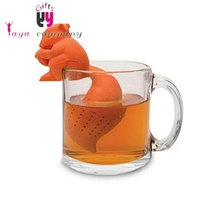 3D custom cartoon design squirrel shaped tea infuser silicone