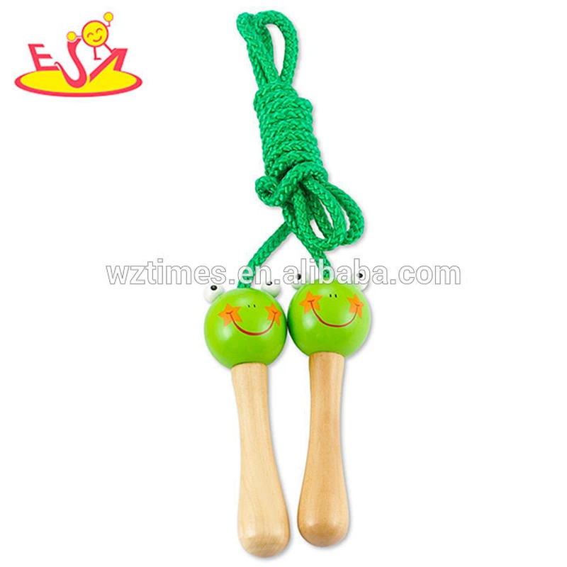 Wholesale fashion wooden green jumping rope toy for children doing exercise W01A120